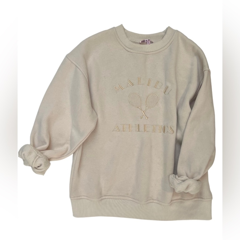 Women’s XS Bailey Malibu Athletics Tennis Threaded Sweatshirt Cream